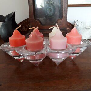 Heavy Glass Candle Holder with Candles